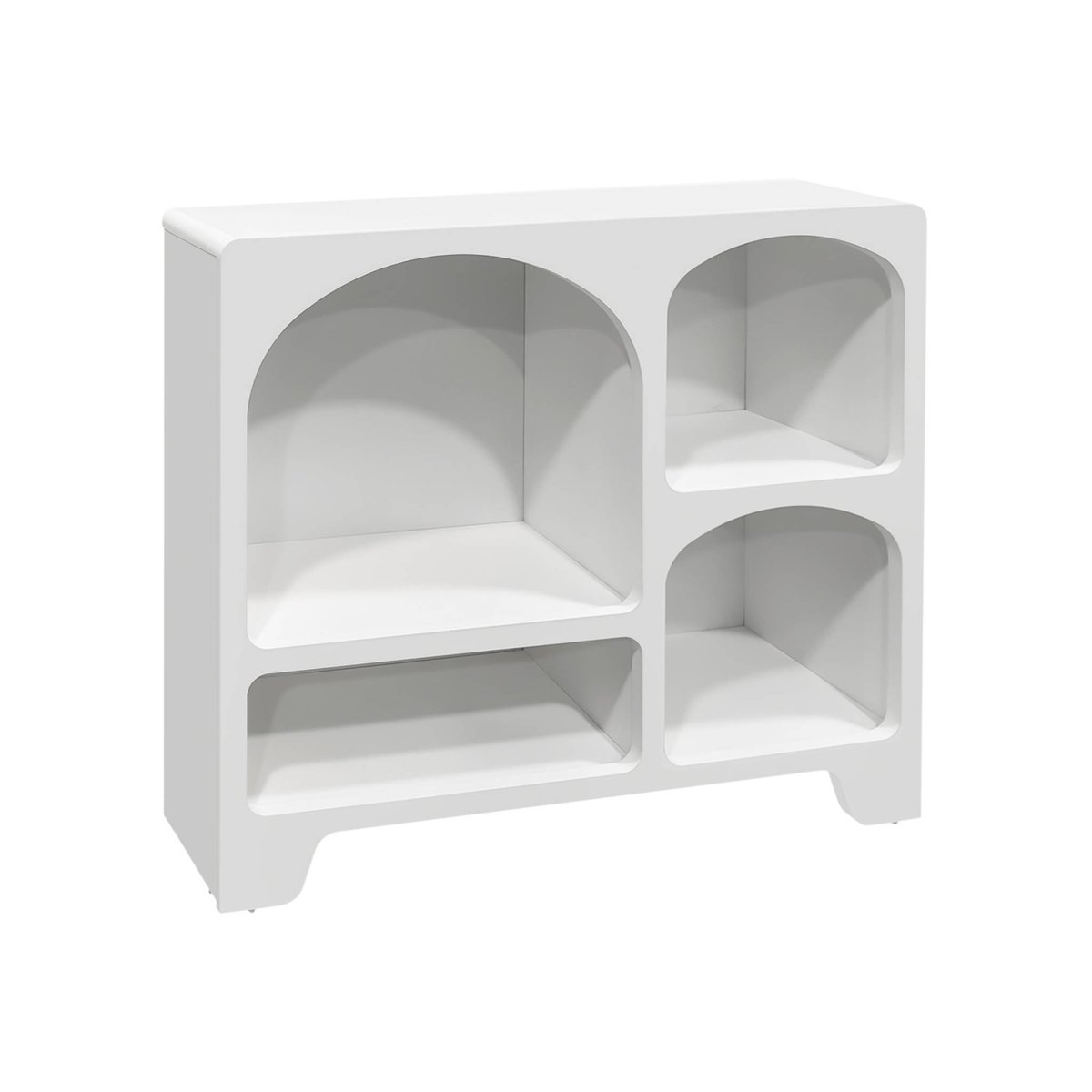 Buffet organique décor bois 4 compartiments 90cm THESSA blanc, SWEEEK