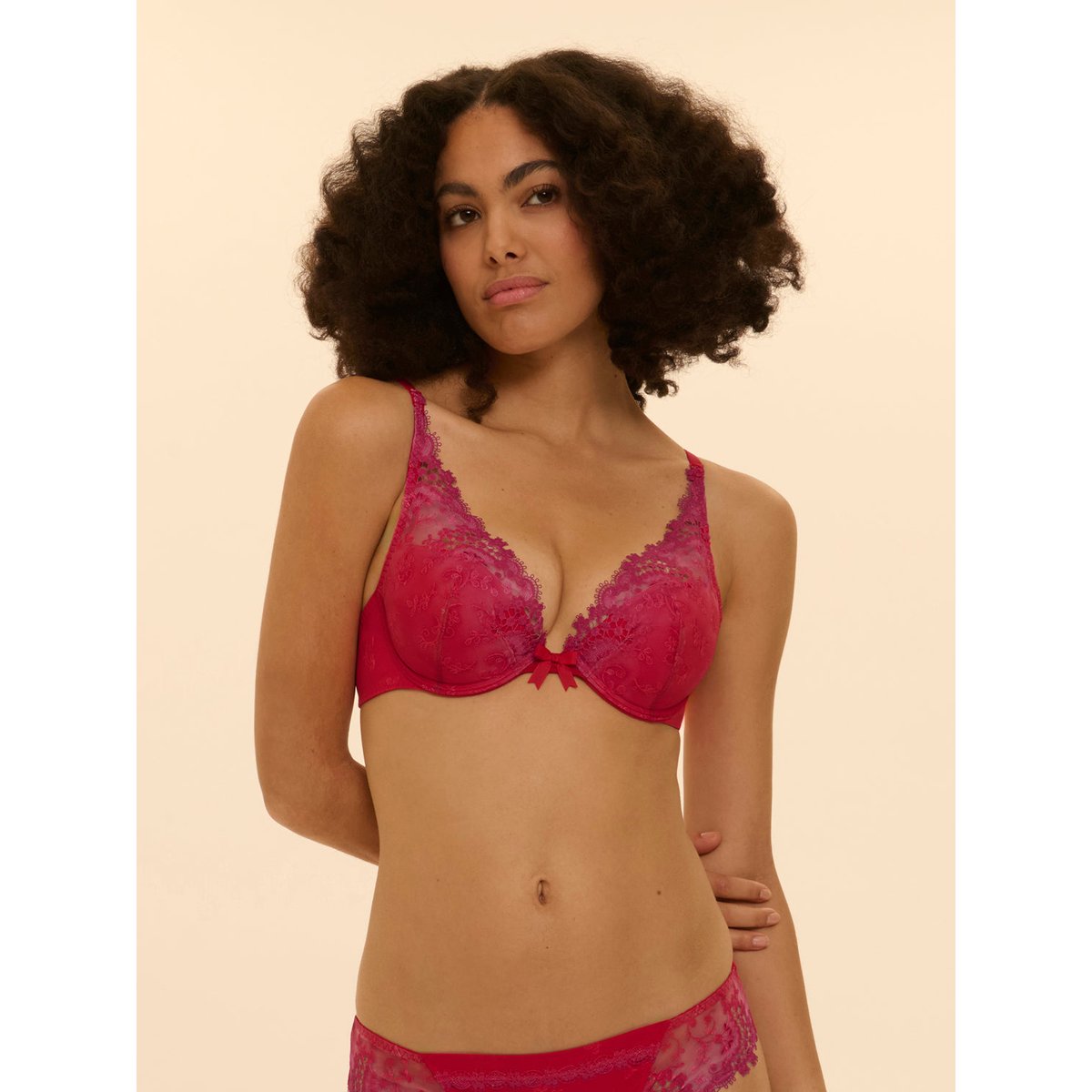 Soutien-gorge push-up décolleté plongeant, WISH rouge, SIMONE PERELE