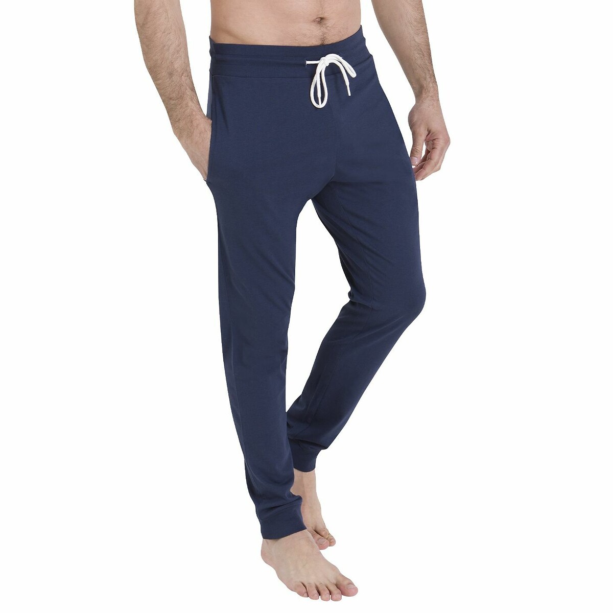 Embossed Cotton Pyjama Top with Embroidered Badge grey blue+navy blue, ATHENA