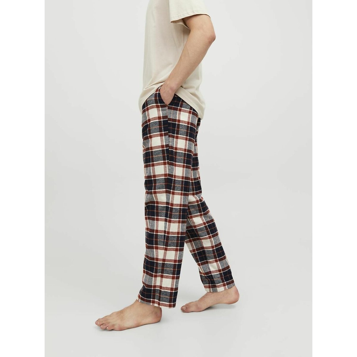 Pantalón de pijama de flanela cuadros azul marino, JACK & JONES
