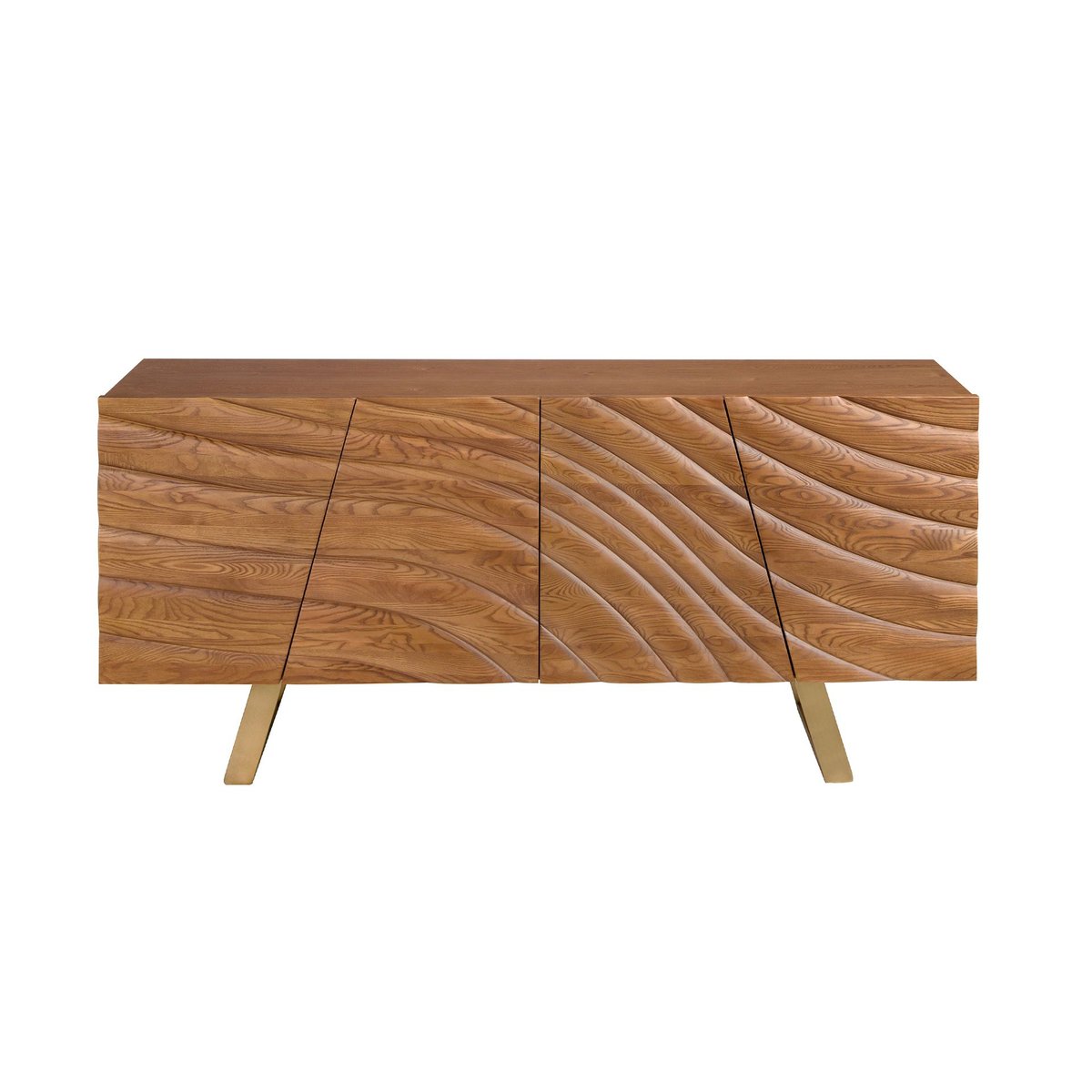 Buffet en bois et acier poli noyer clair | or, ANGEL CERDA