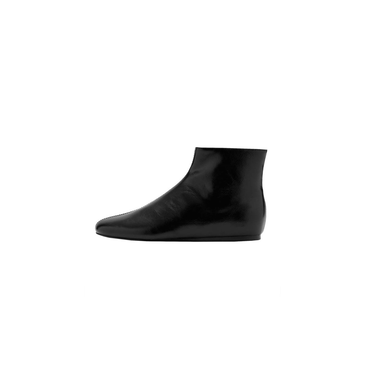 Bottines plates avec zip noir, MANGO