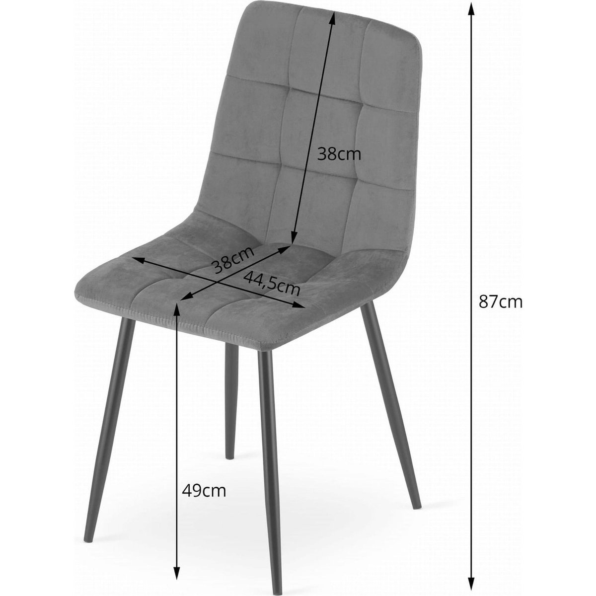 Chaise rembourrée velours collection KARA gris velours, RECOLLECTION