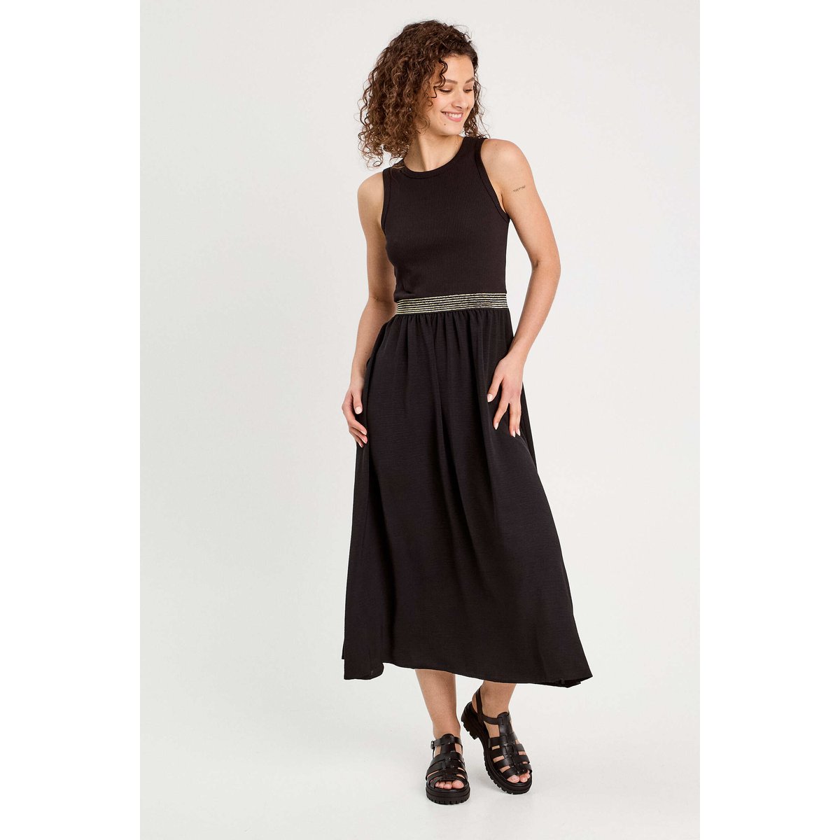 Robe longue effet 2-en-1 noir, CACHE CACHE