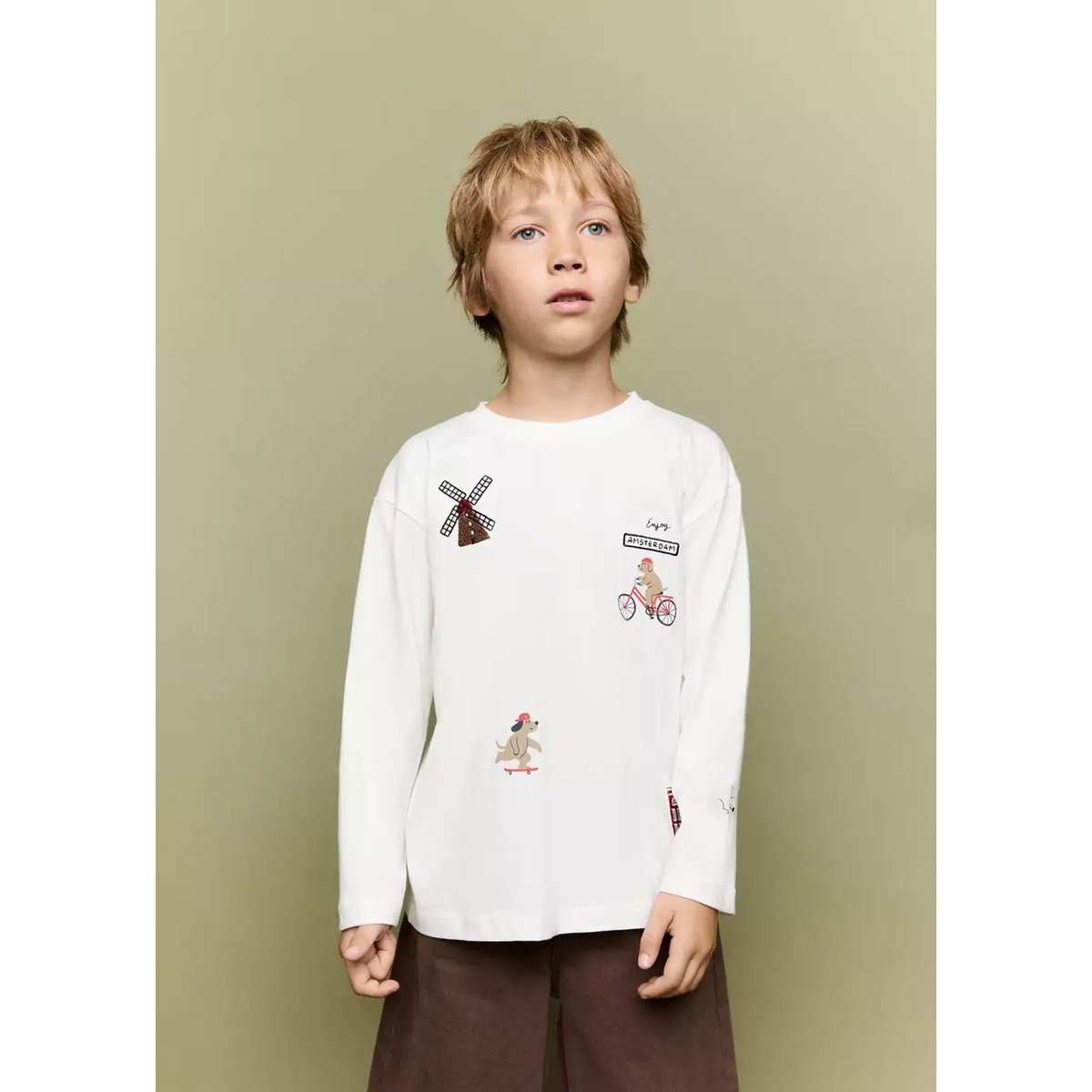 T-shirt coton broderies blanc cassé, MANGO BABY
