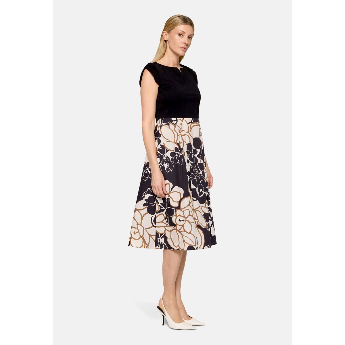 Robe droite à jupe évasée beige/noir, BETTY BARCLAY