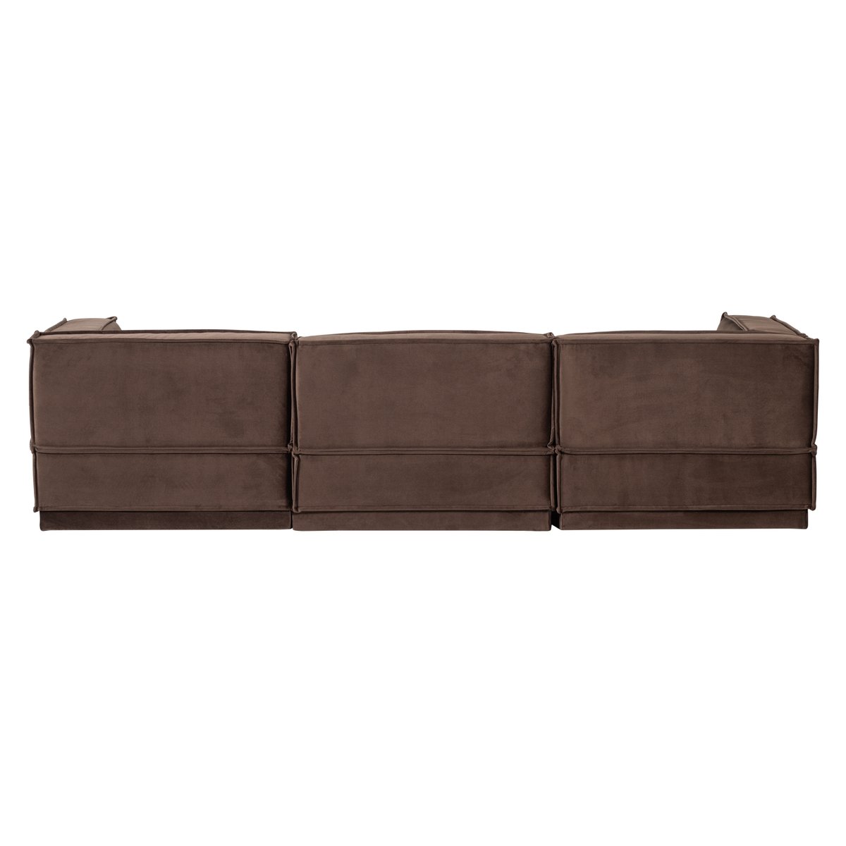 Canapé d'angle droit en velours MANU marron, WOOOD