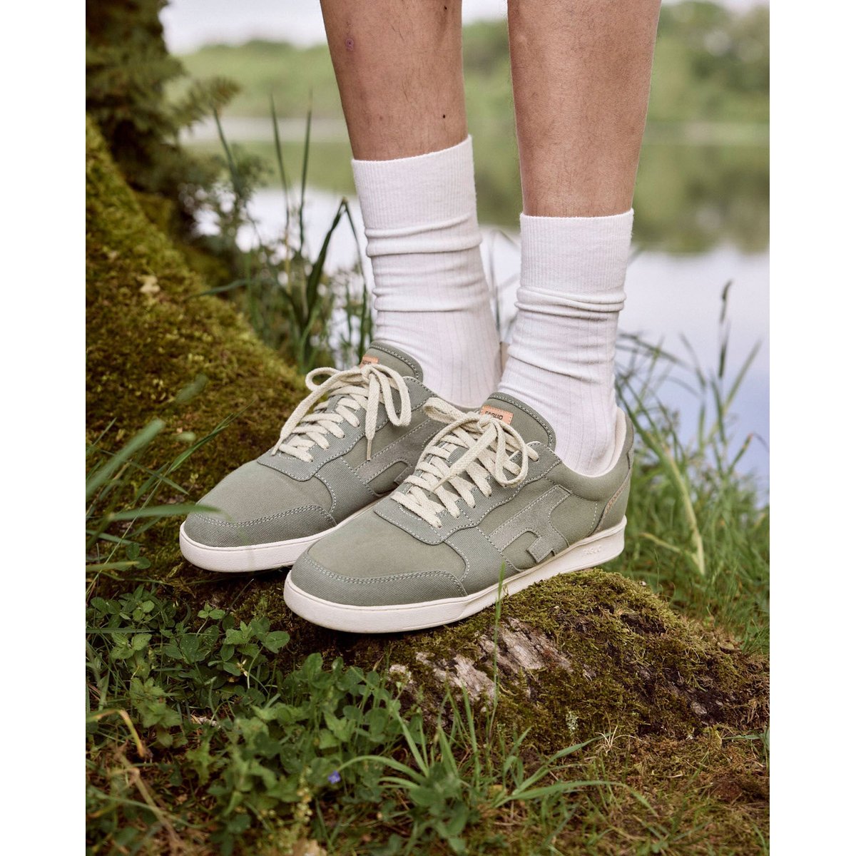 Baskets basses tissu HAZEL kaki foncé, FAGUO