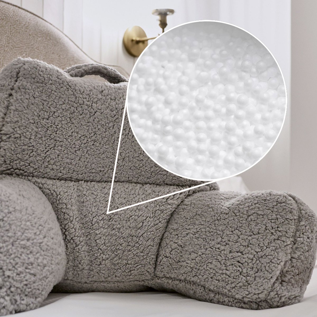 Coussin de soutien en polaire sherpa Oeko-Tex® - TEDDY gris clair, ICON