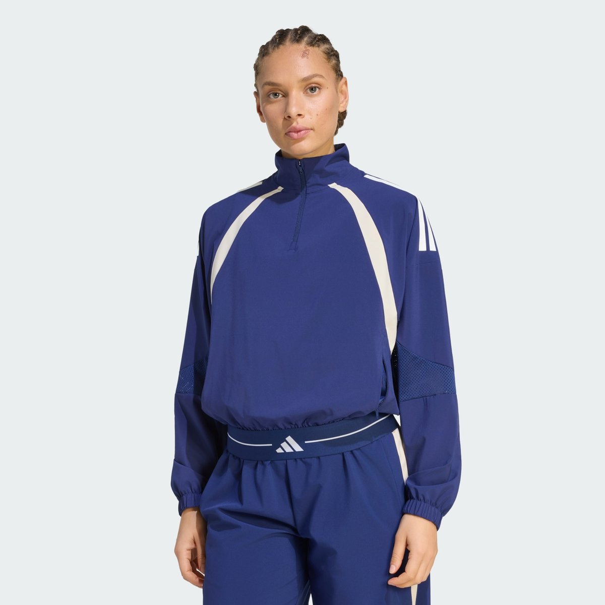 Veste De Survêtement 1/4 Zip Toile Color Block 3 Bandes Hyperglam Veste De Survêtement 1/4 Zip Toile Color Block 3 Bandes Hyperglam dark blue, adidas Performance