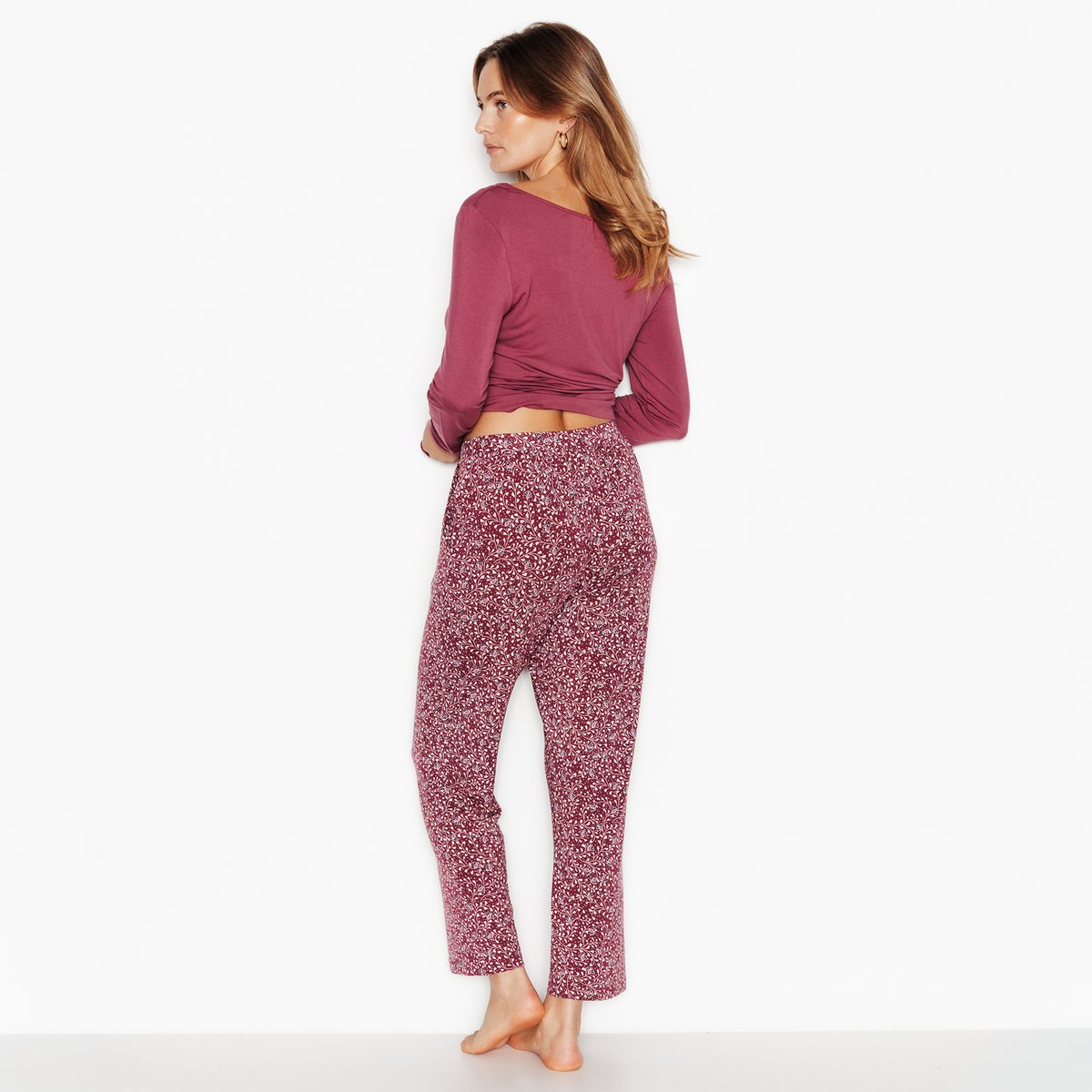 Pantalon pyjama CAMILLE rose/gris, ROUGEGORGE LINGERIE