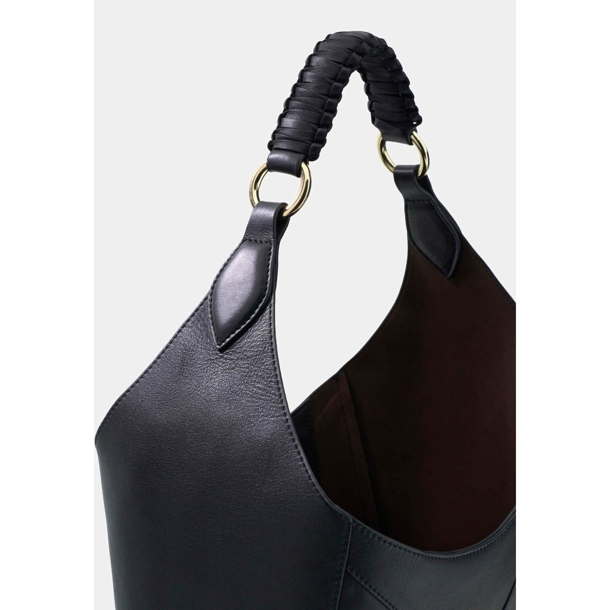 Sac Hobo Pauline En Cuir Véritable noir, GUESS