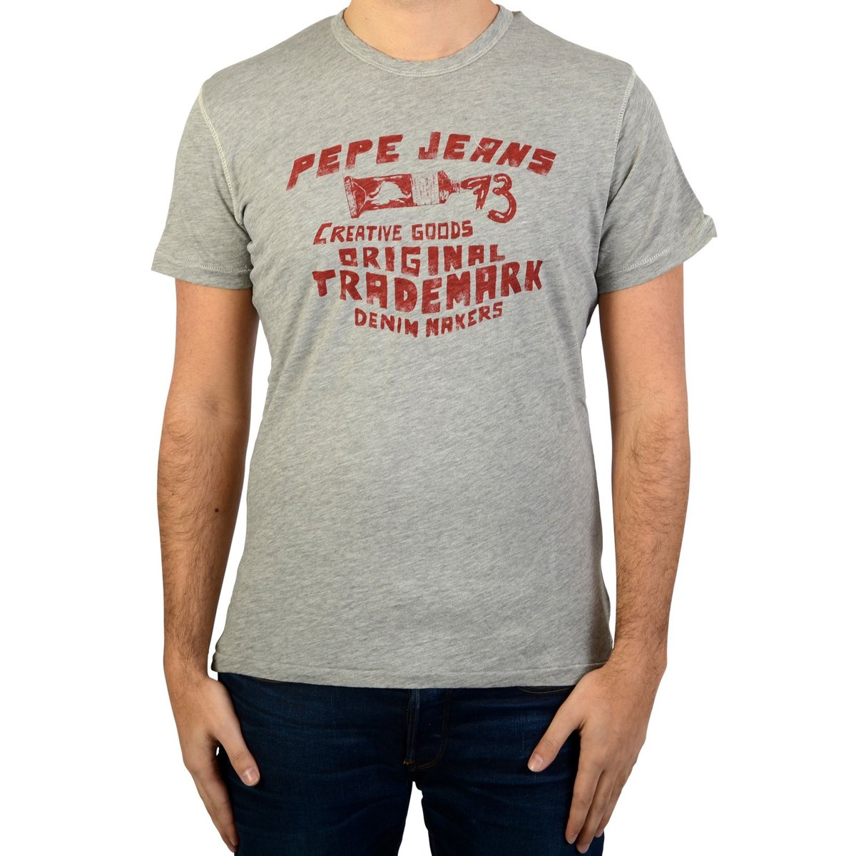 Tee Shirt Col Rond, Manches Courtes gris clair, PEPE JEANS