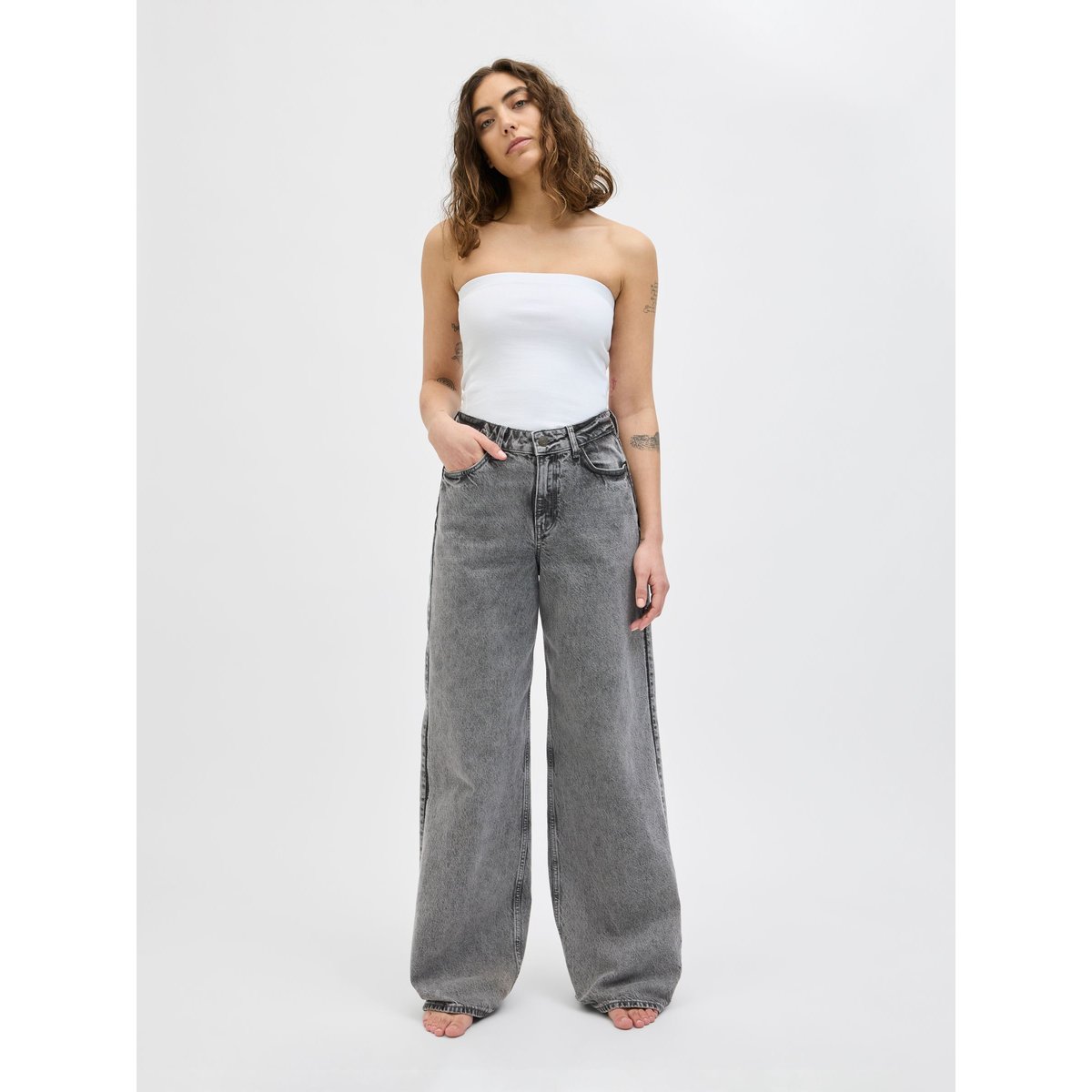 Jean À Coupe Large grey denim, JJXX