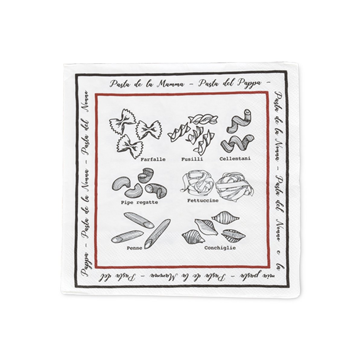 Lot de 20 serviettes en papier motif pâtes noir, OPJET