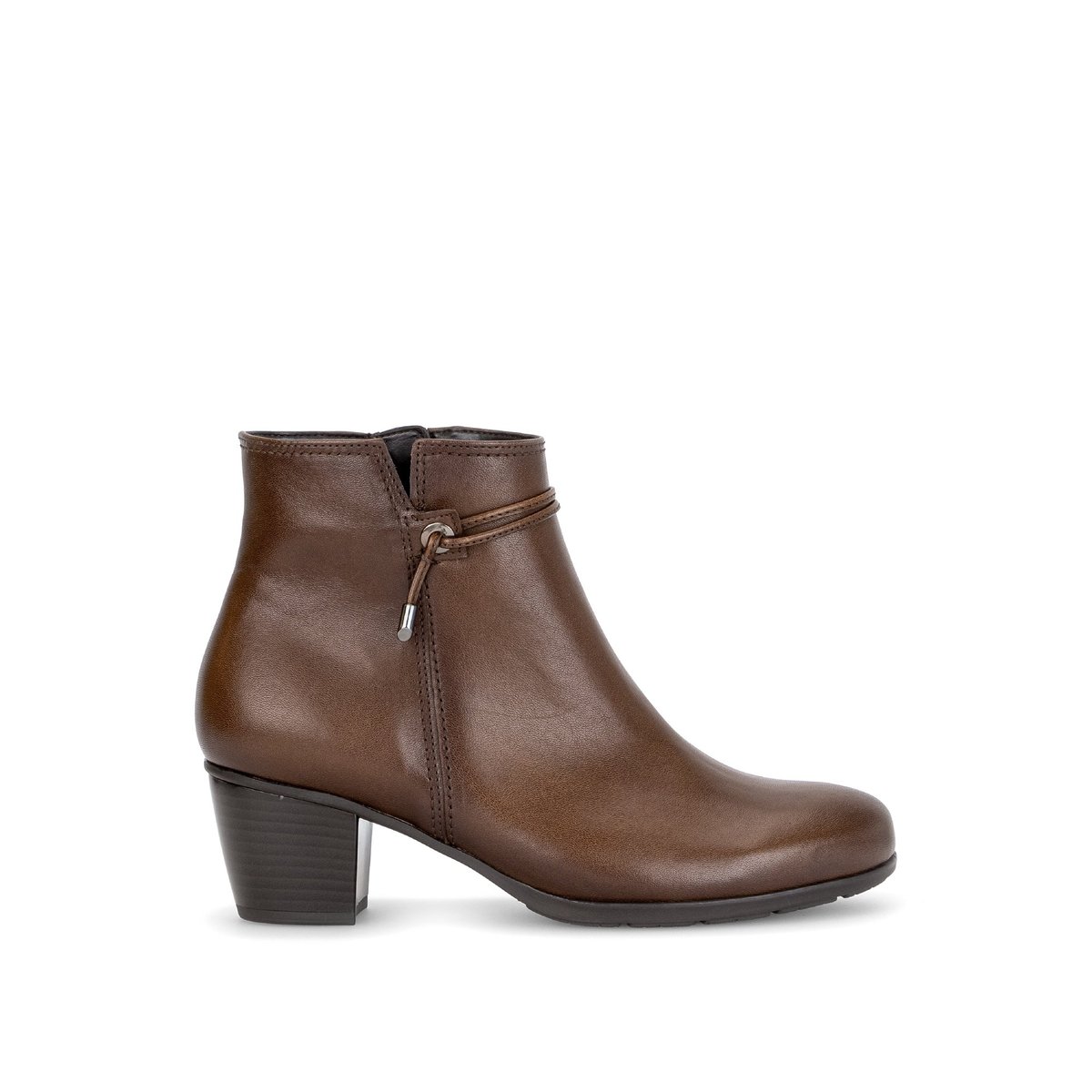 Bottines en cuir lisse à talon décroché cognac, GABOR