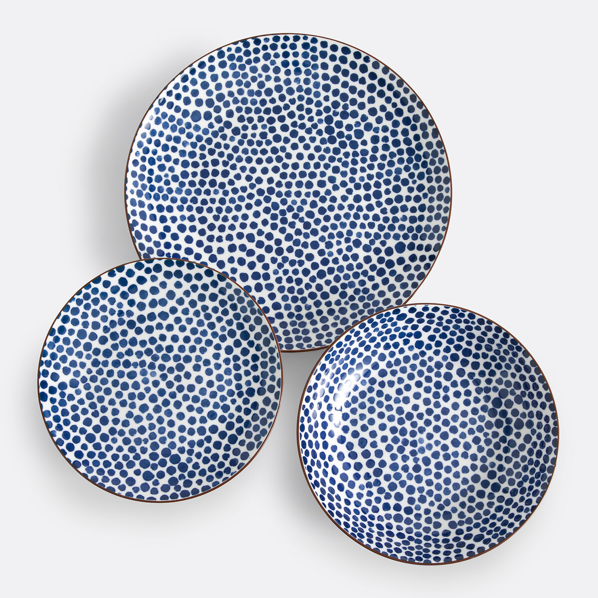 Service de 18 assiettes en porcelaine, Sienna bleu/blanc, LA REDOUTE INTERIEURS