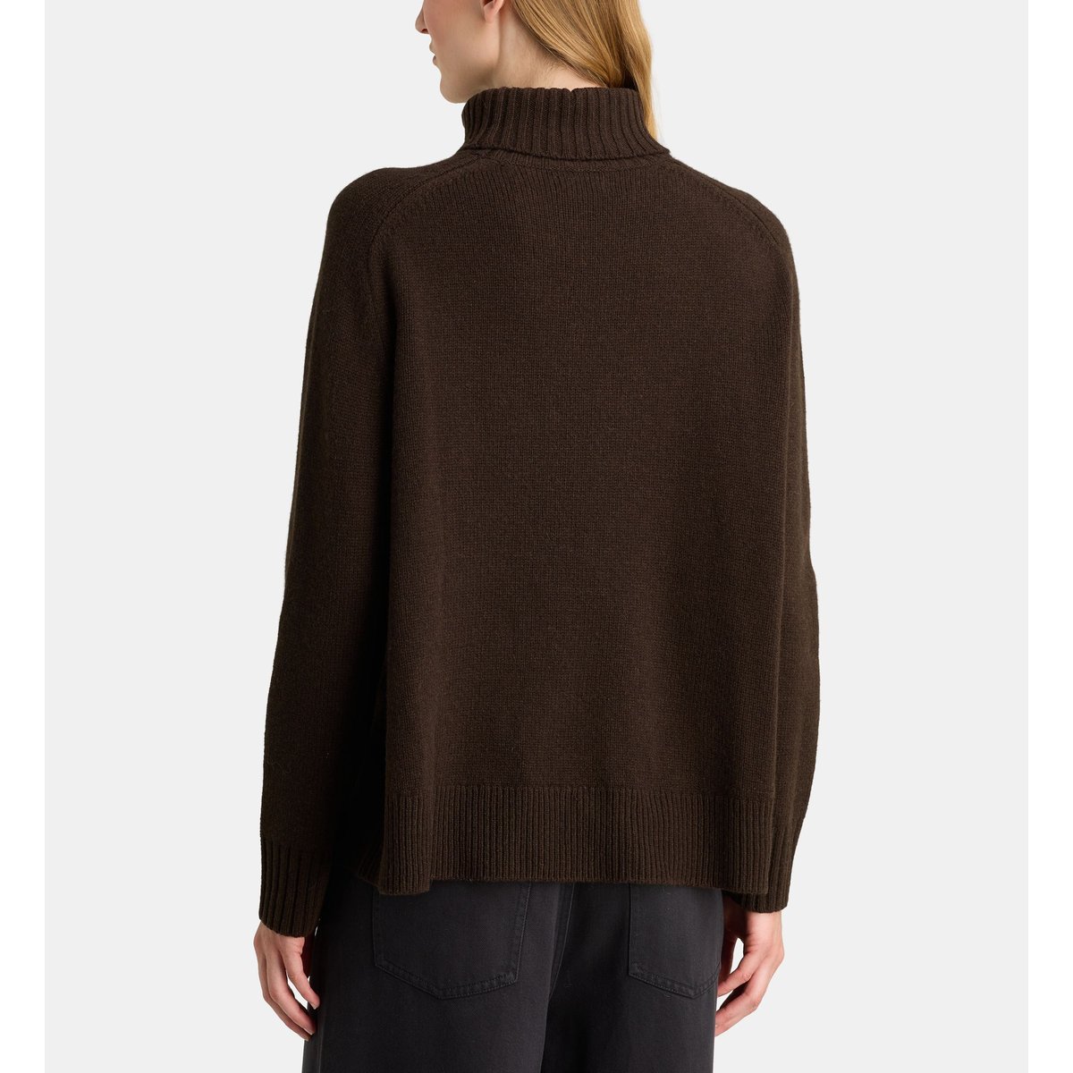 Pull droit trudaine col roulé laine marron chocolat, GALERIES LAFAYETTE