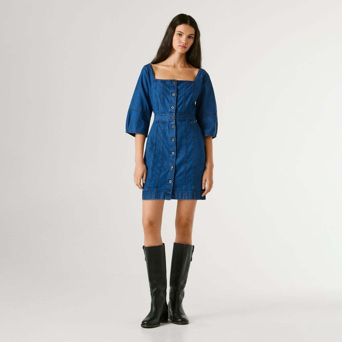 Robe Courte Coupe Regular En Denim 7oz indigo lightweight denim, PEPE JEANS