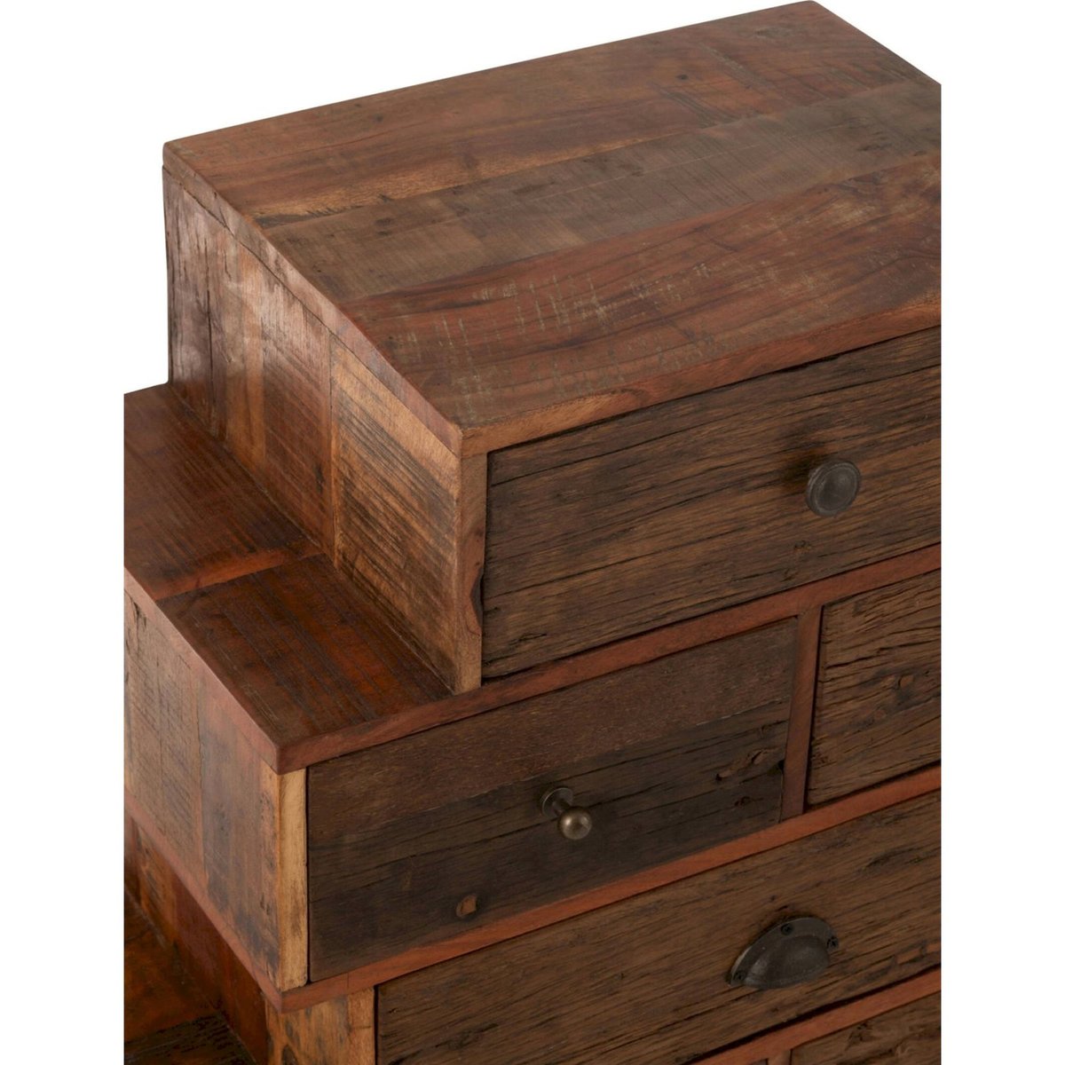 Étagère à tiroirs vintage en bois recyclé naturel, RECOLLECTION