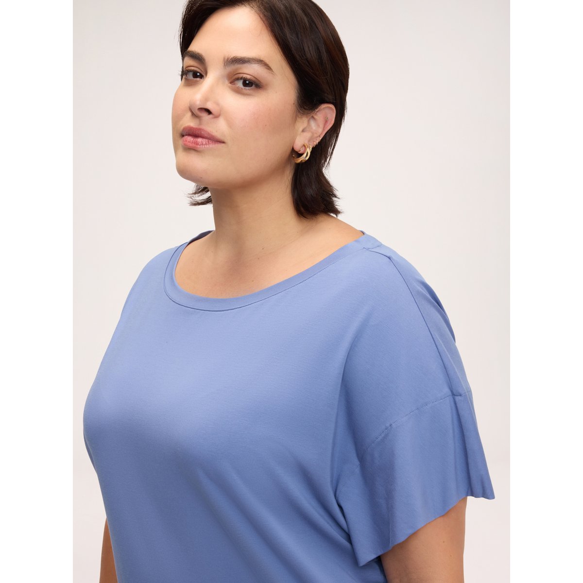 T-shirt en viscose bleu, FIORELLA RUBINO