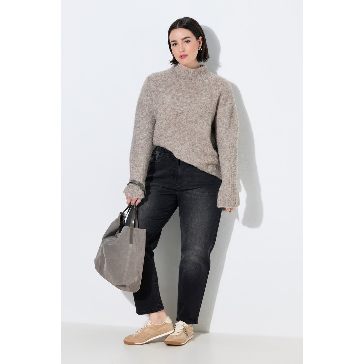 Jean Mom jambe carotte, denim stretch noir, ULLA POPKEN