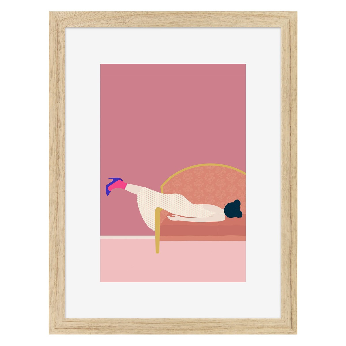 Affiche encadrée Décalée, cadre en chêne, 30x40cm rose-bois massif fsc, CEANOTHE