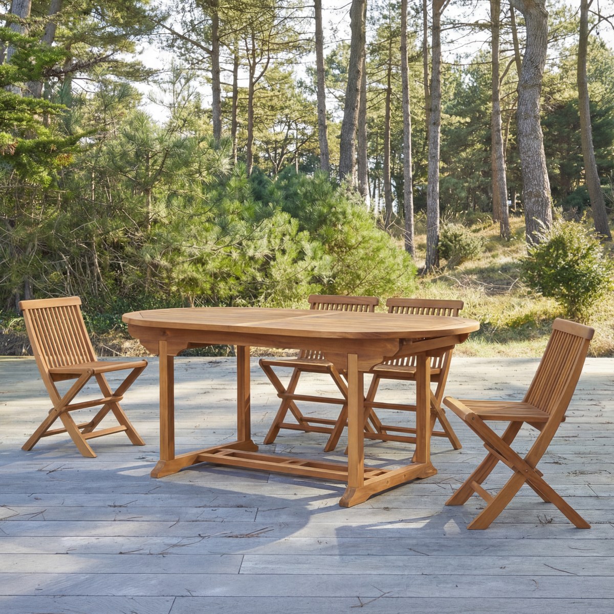 Table de jardin en Acacia massif, CAPRI naturel, TIKAMOON