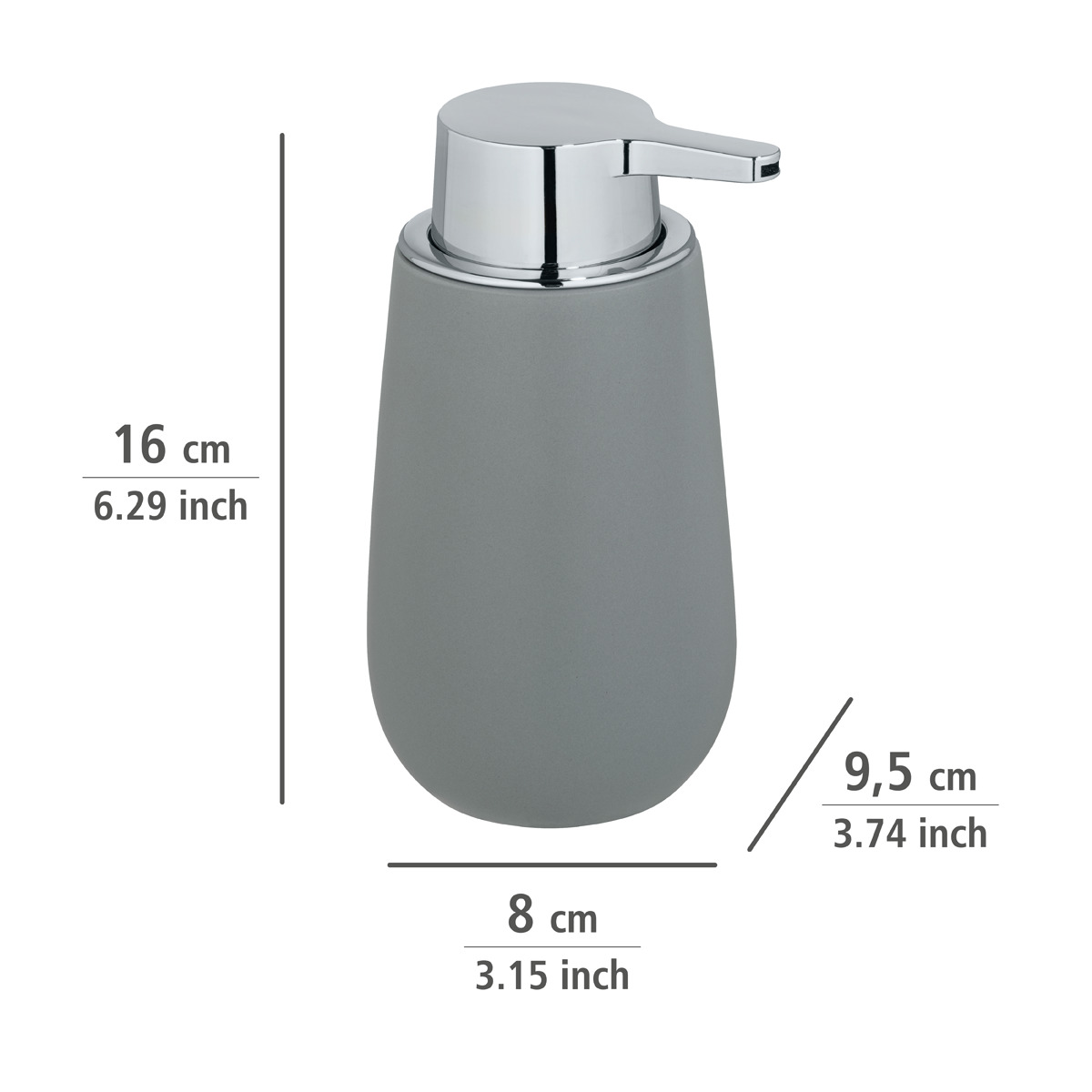 Set distributeur et pot brosse à dents BADI gris, WENKO