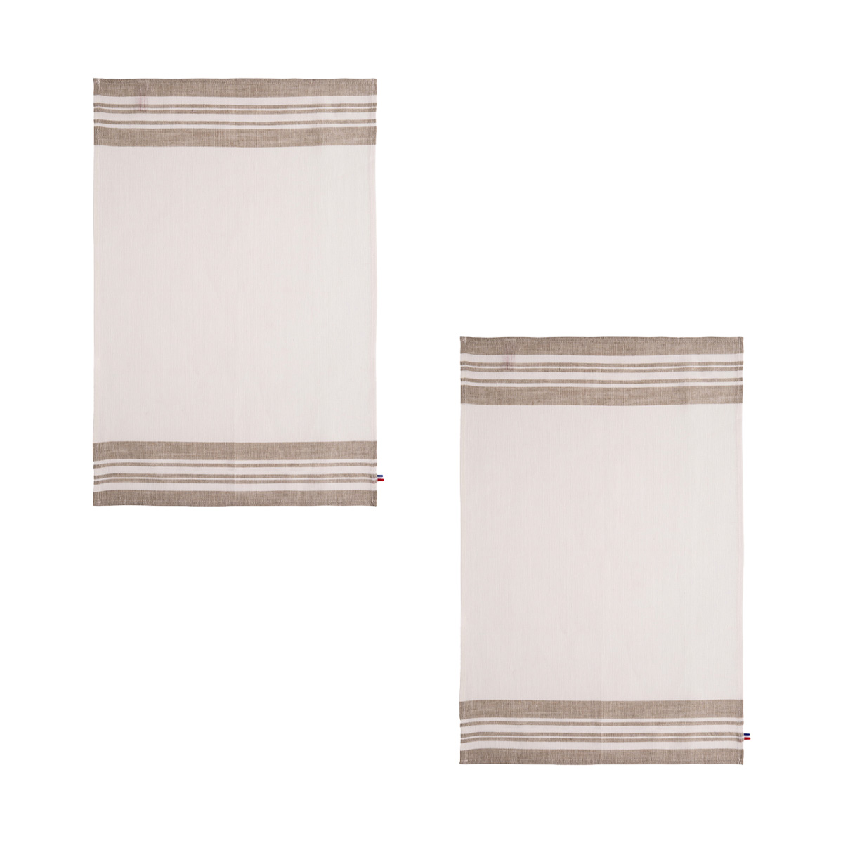 Lot de 2 torchons unis en lin, ALBATRE beige lin, A DEMAIN