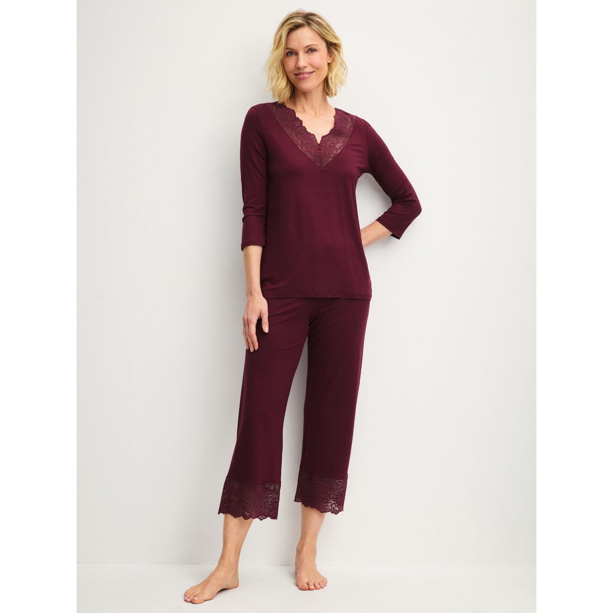 Pyjama 7/8 manches 3/4 Modal ELEGANT DREAMS royal red, CALIDA