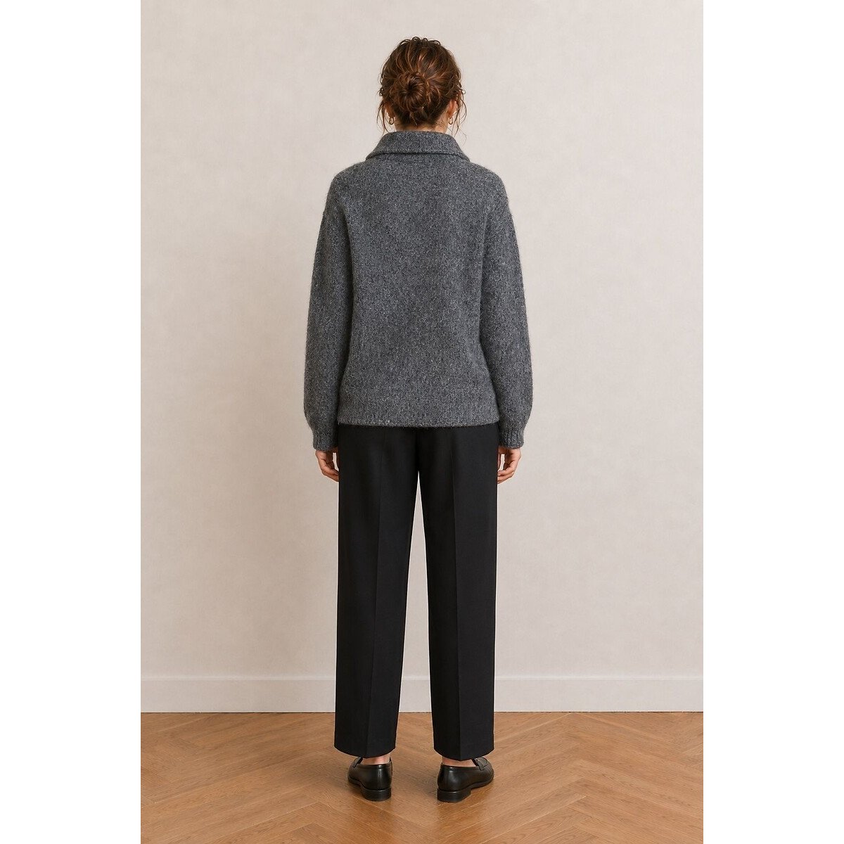 Pull en maille zippé gris, SEE U SOON
