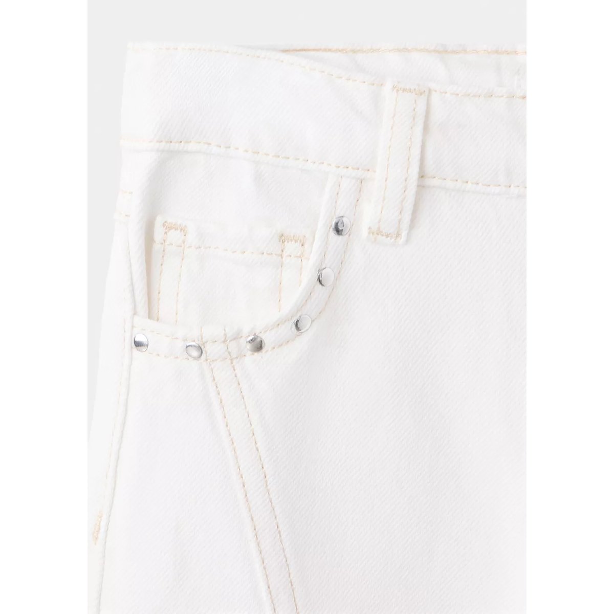 Jean style jupe-culotte clouté blanc cassé, MANGO KIDS