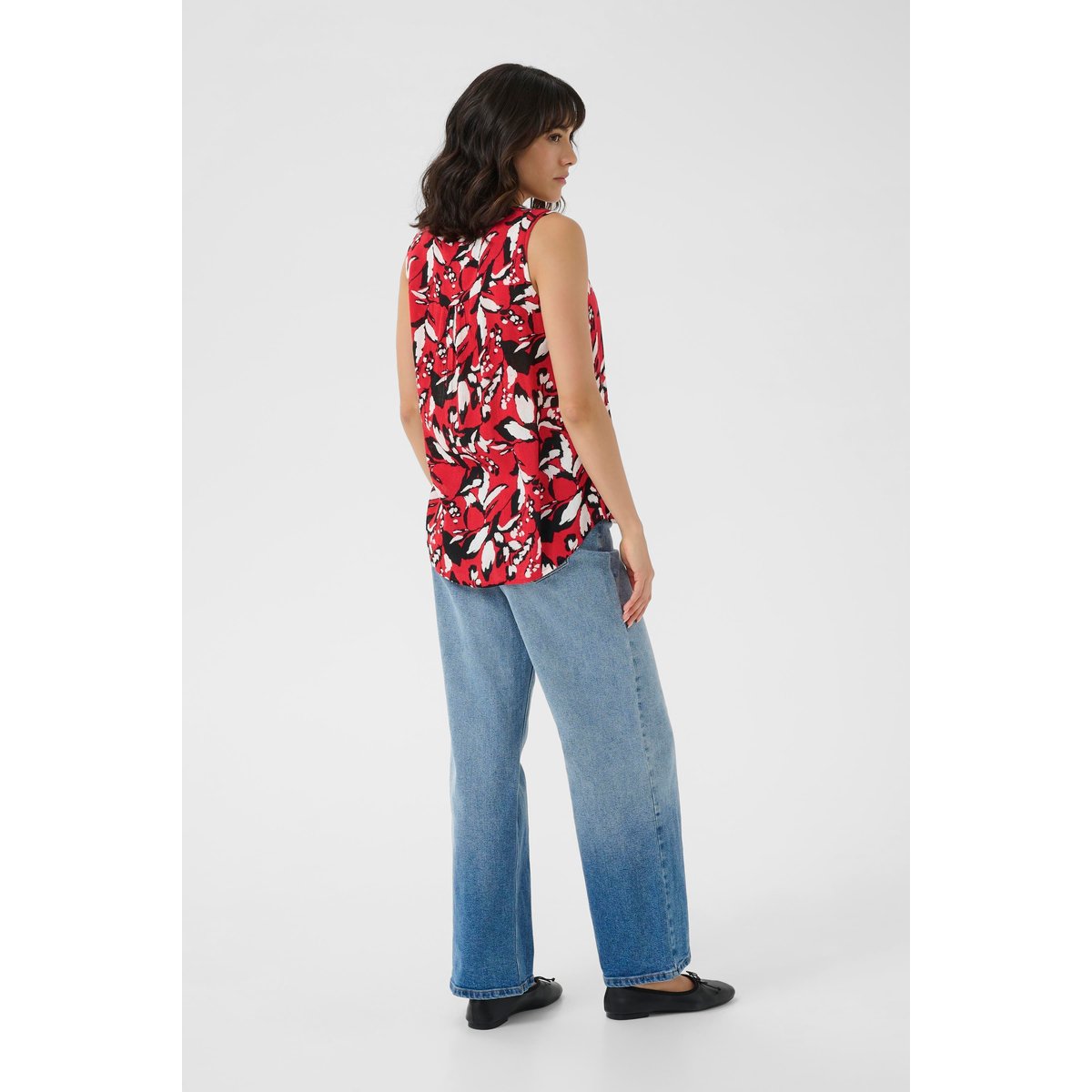 Blouse sans manches rouge rose true red/pink graphic flower, KAFFE