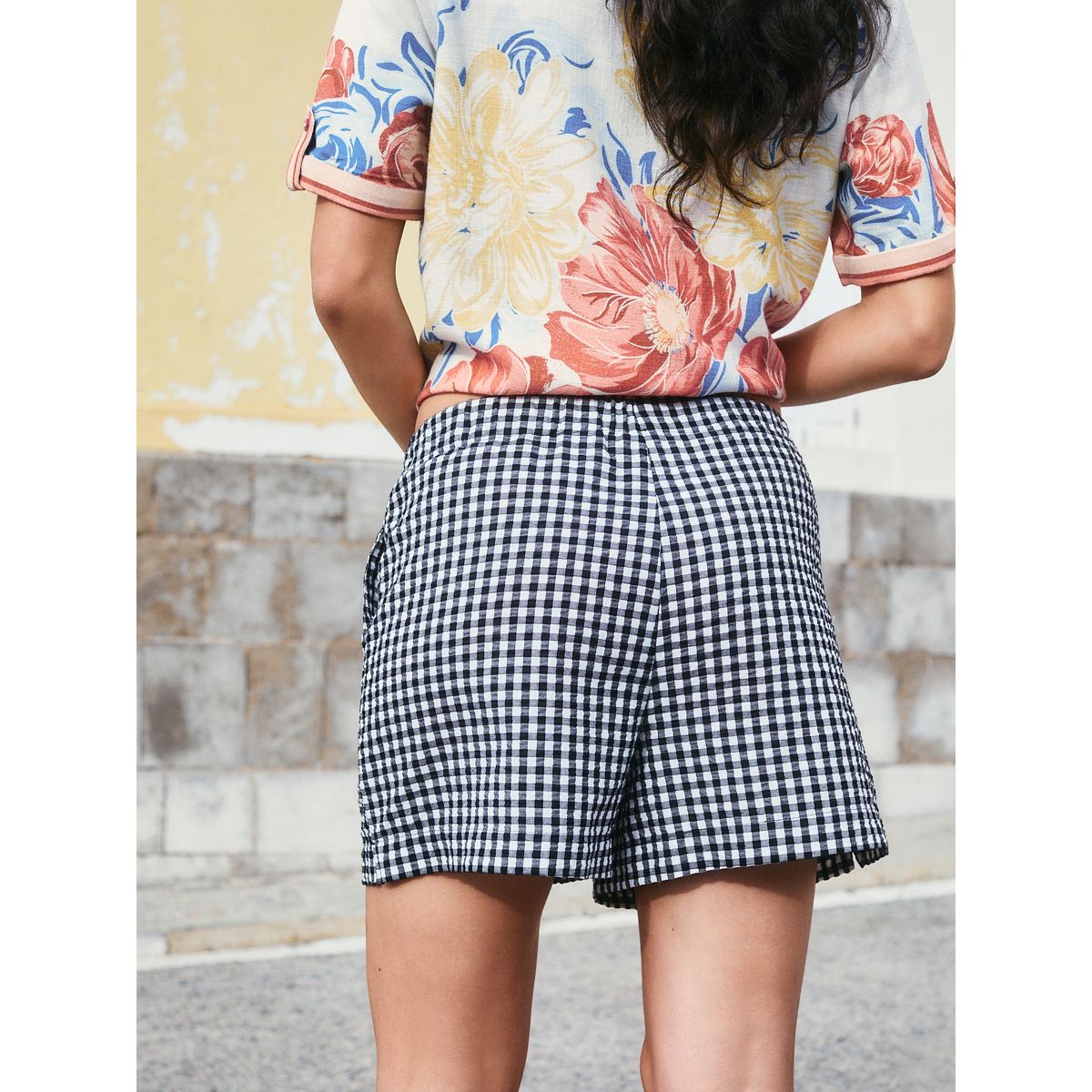 Short vichy à enfiler noir/blanc, NEXT