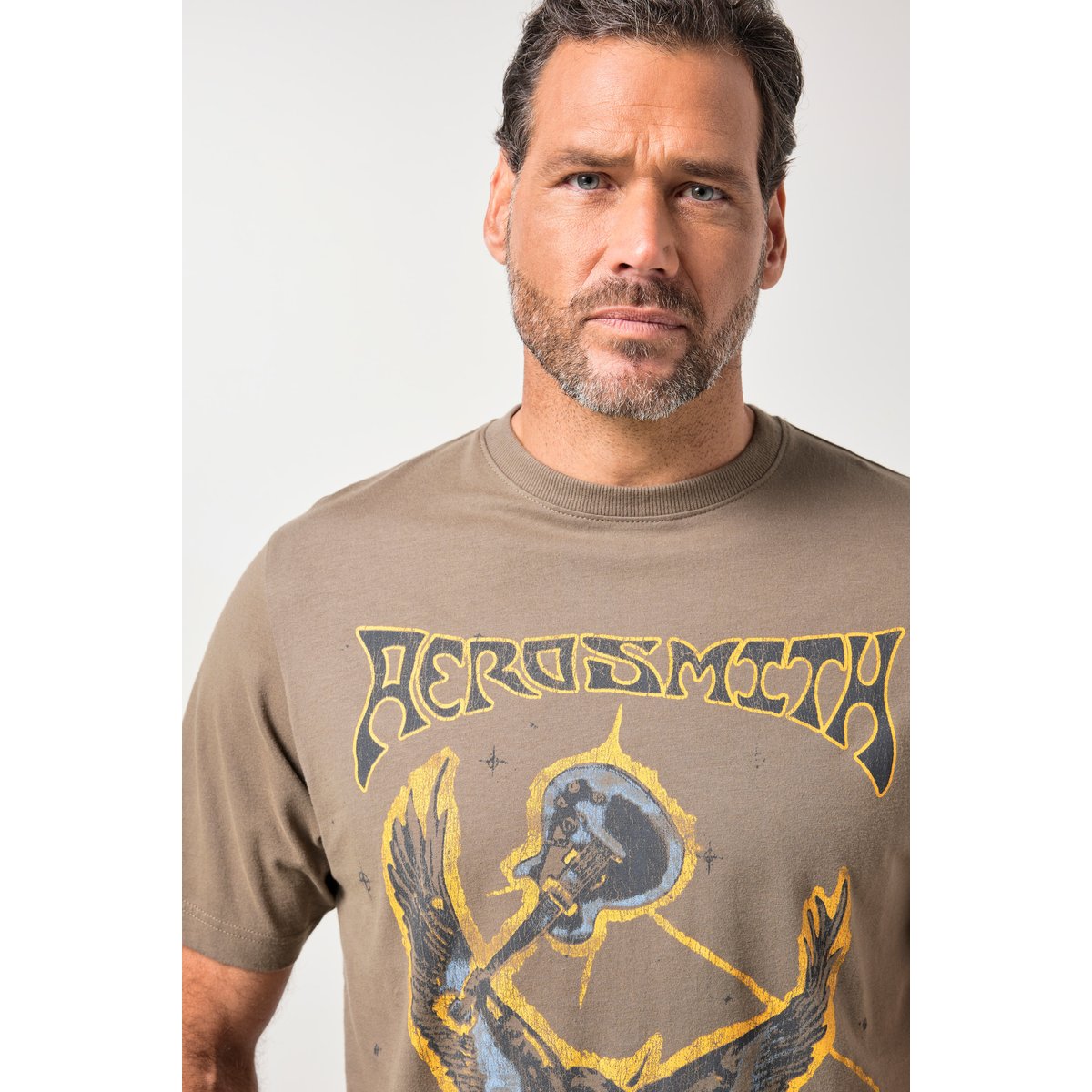 T-shirt, groupe Aerosmith, manches courtes taupe sombre, JP1880