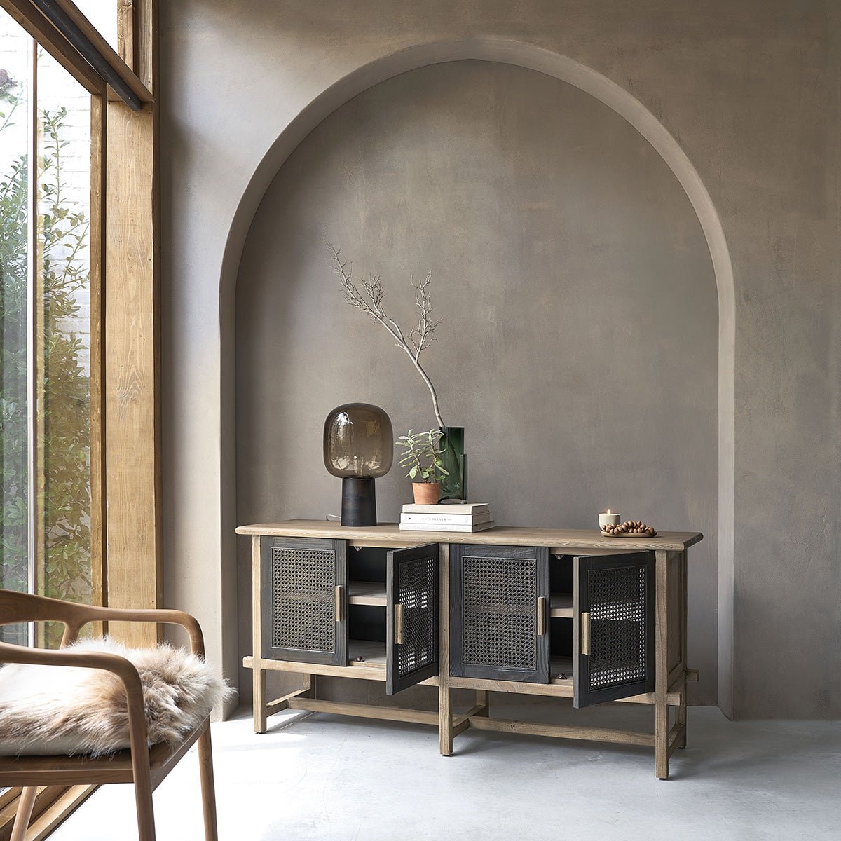Buffet en bois recyclé massif 173 cm JUNKO gris, BERAH GETAH