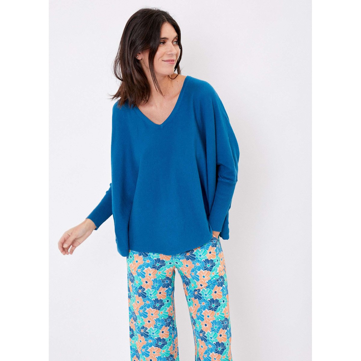 Pull oversize maille uni LANA bleu canard, LA FIANCÉE