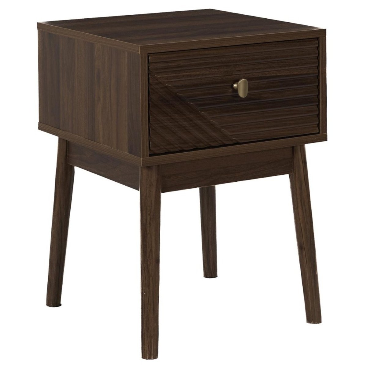 Table De Chevet Marron 1 Tiroir Avec Poignée Dorée marron, DECORATIE