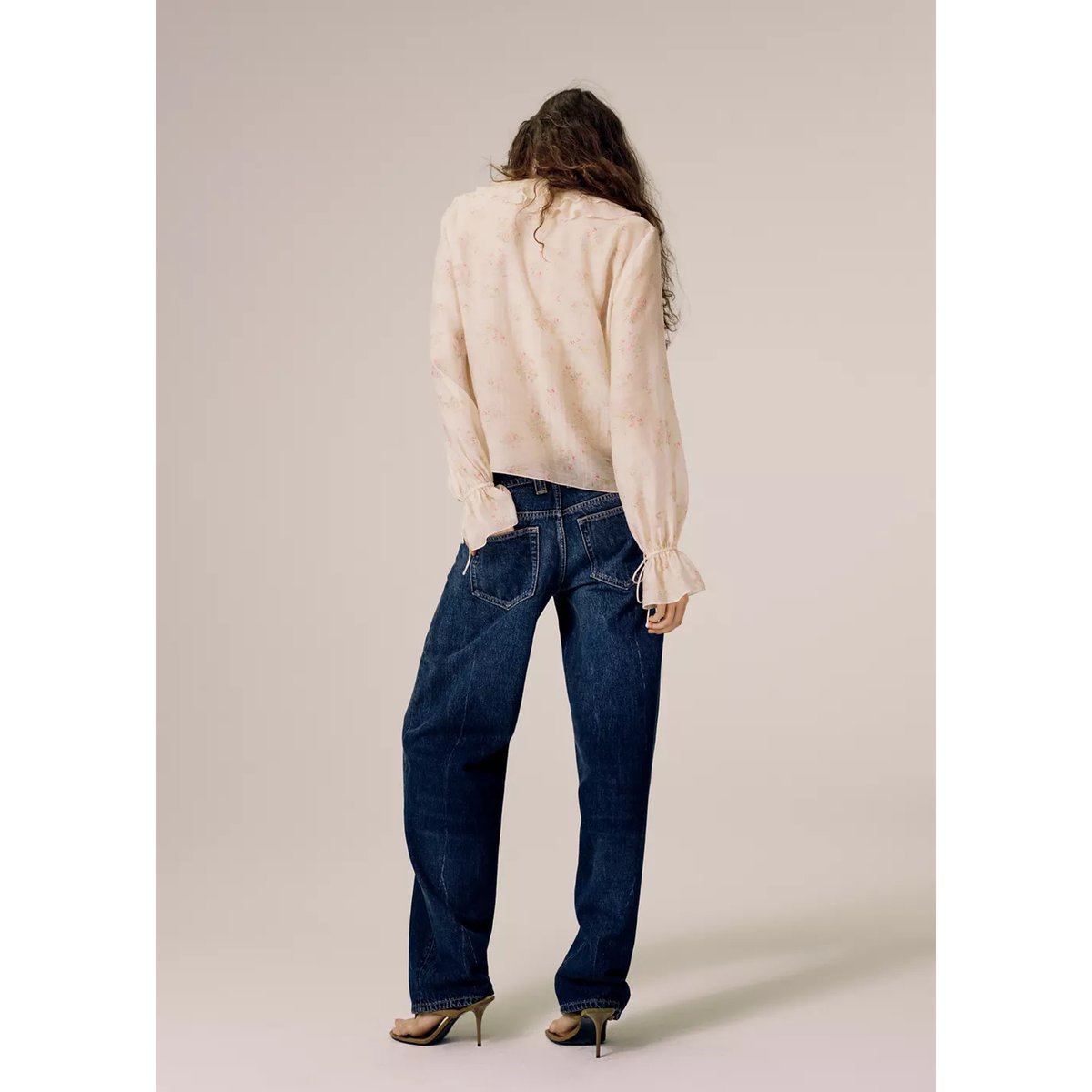 Jean balloon taille basse bleu foncé, MANGO