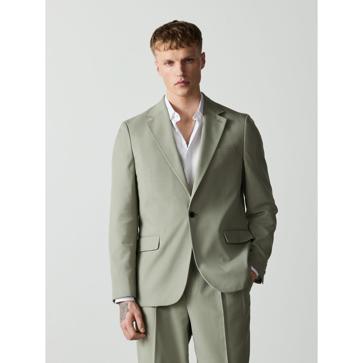 Veste de costume texturée coupe ample vert sauge, NEXT
