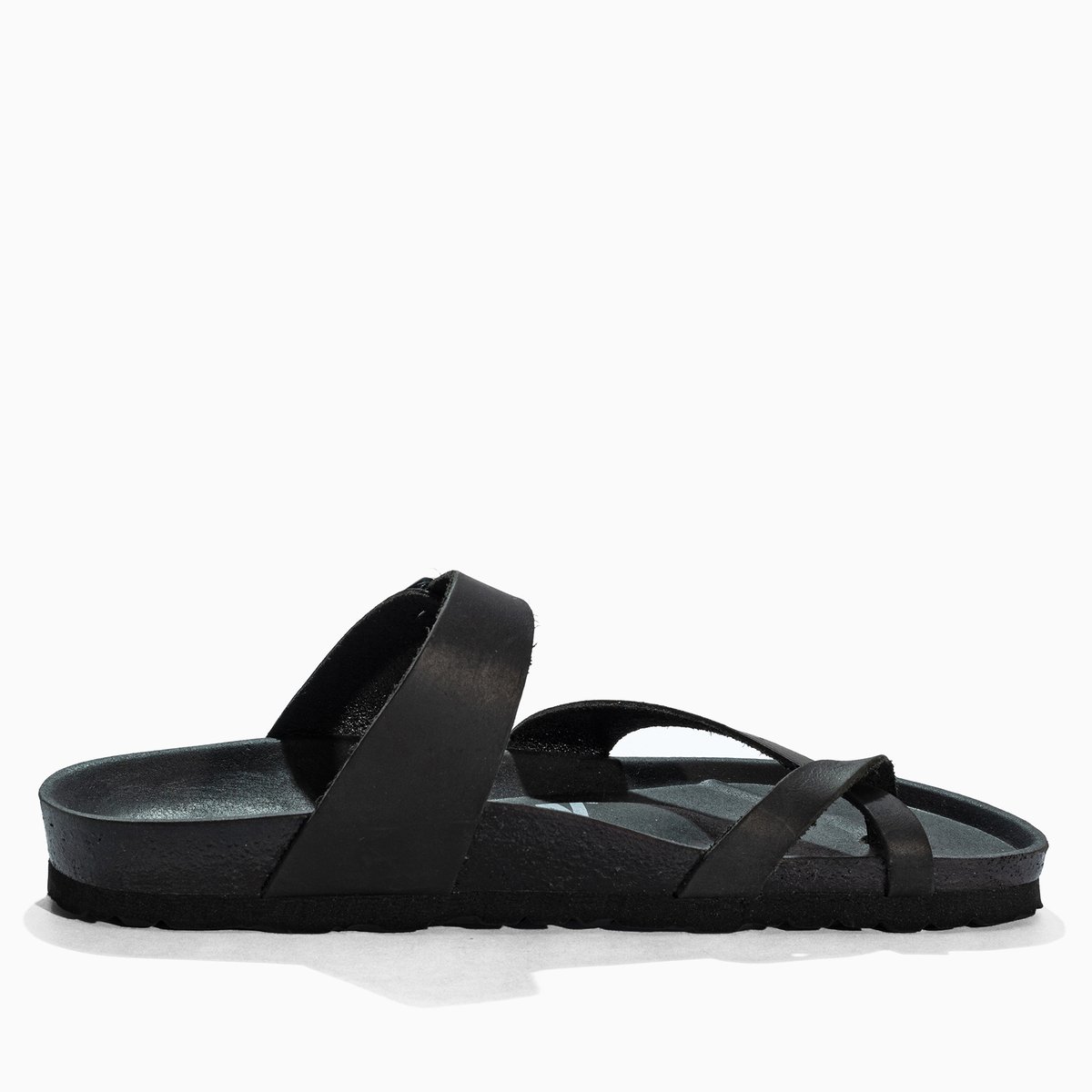 Tongs en cuir DIANE black, BAYTON