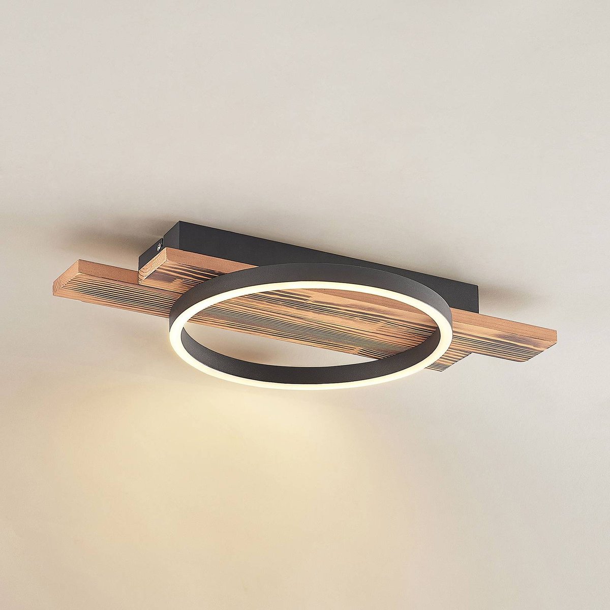 Plafonnier en bois moderneLED, Sentoa bois clair, LINDBY