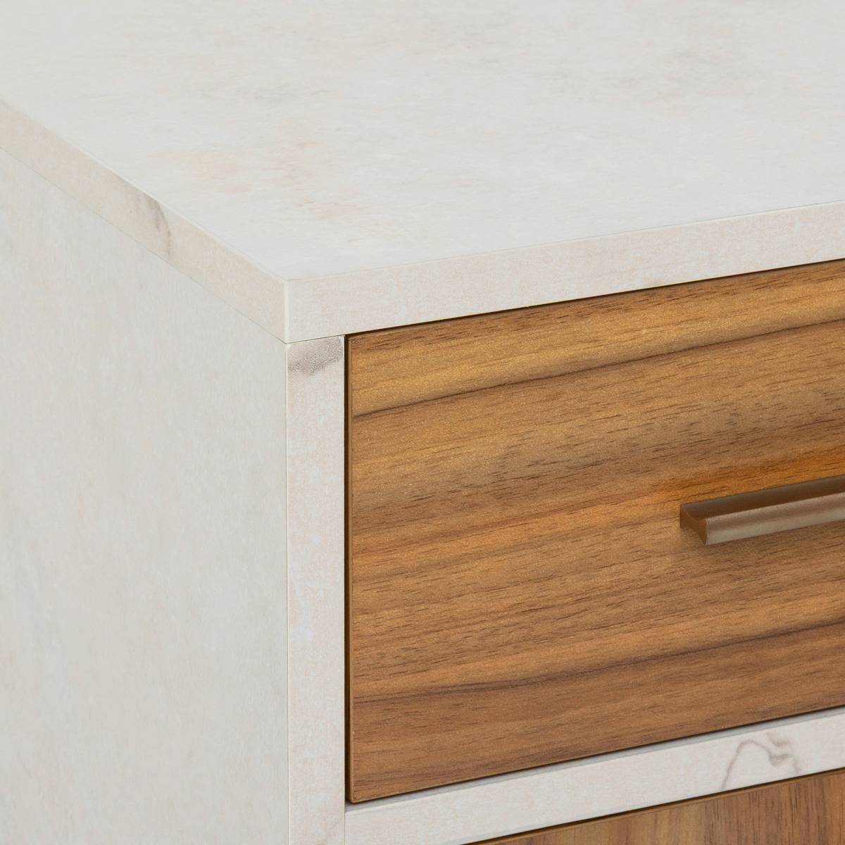 Meuble bas 1 porte et 1 tiroir effet marbre COME marron, 5FIVE SIMPLY SMART