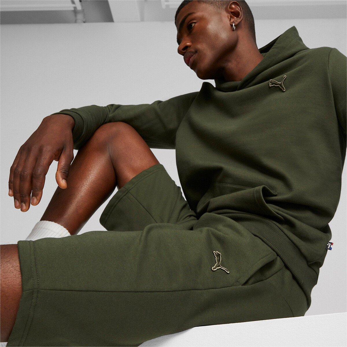 Short Made In France avec logo brodé kaki, PUMA