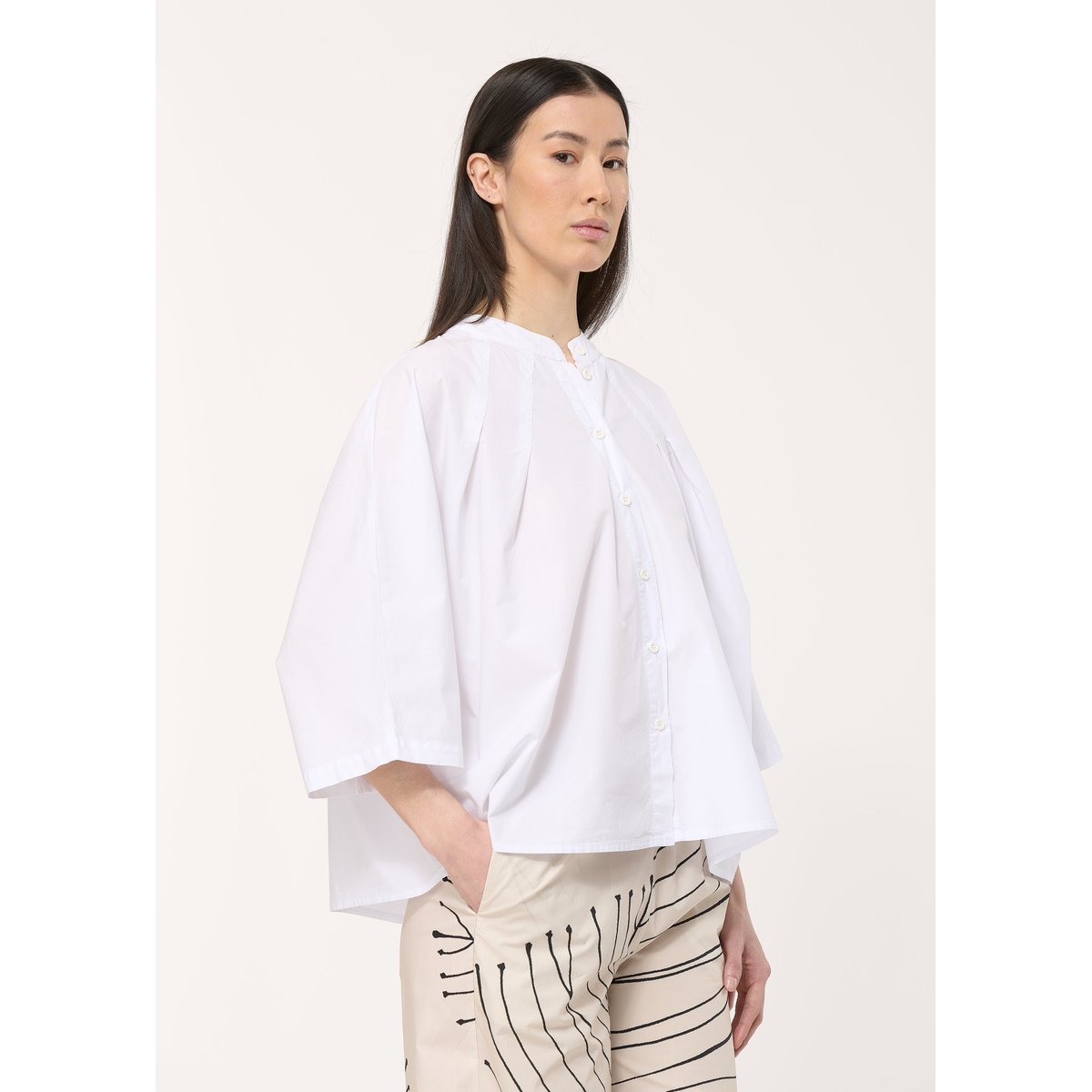 Chemisier blanc oversize en coton blanc, HUMILITY