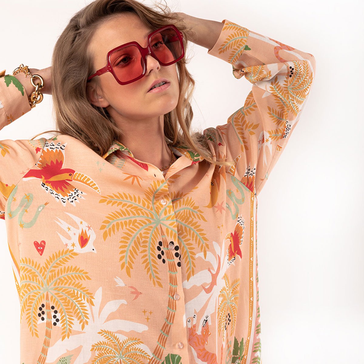 Chemise manches longues à motifs CIAOAMORE rose nude, WILD