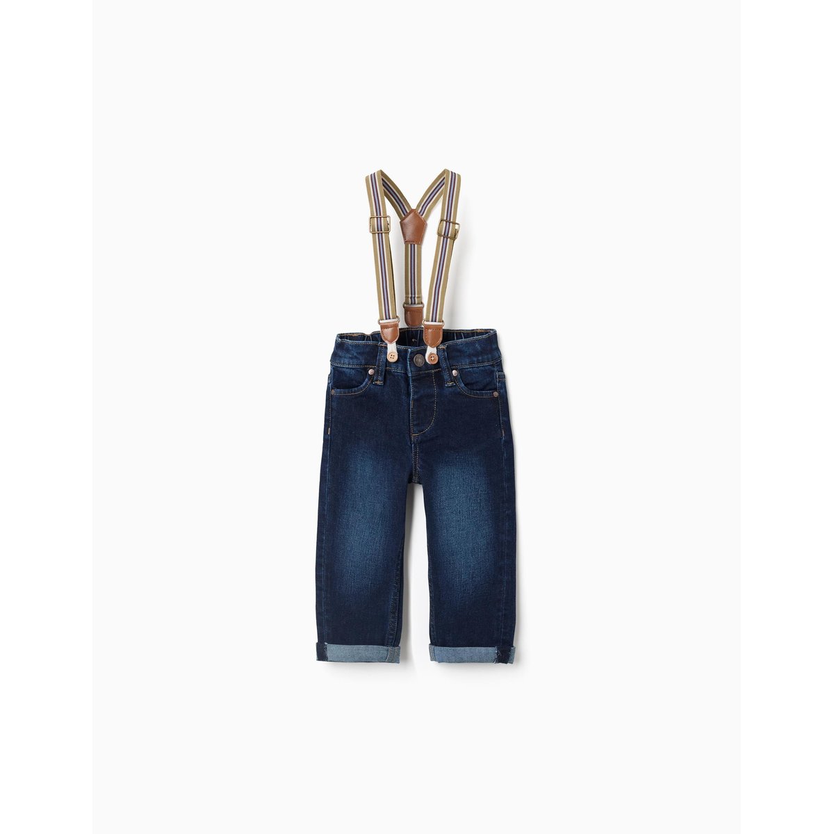 Pantalon en jean avec bretelles amovibles bleu foncé, ZIPPY