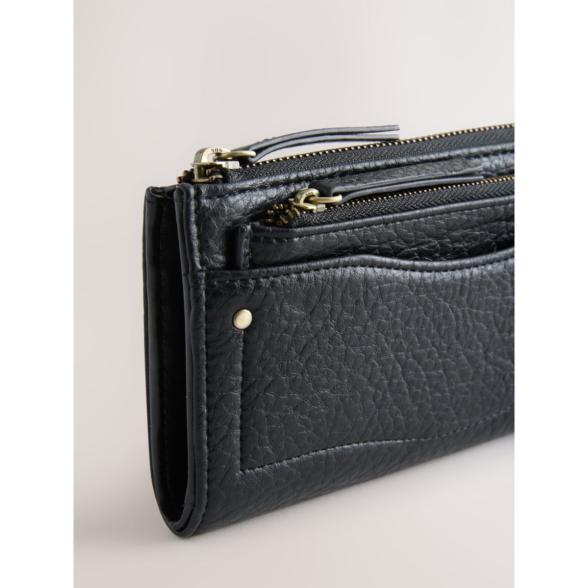 Grand porte-monnaie zippé noir, NEXT