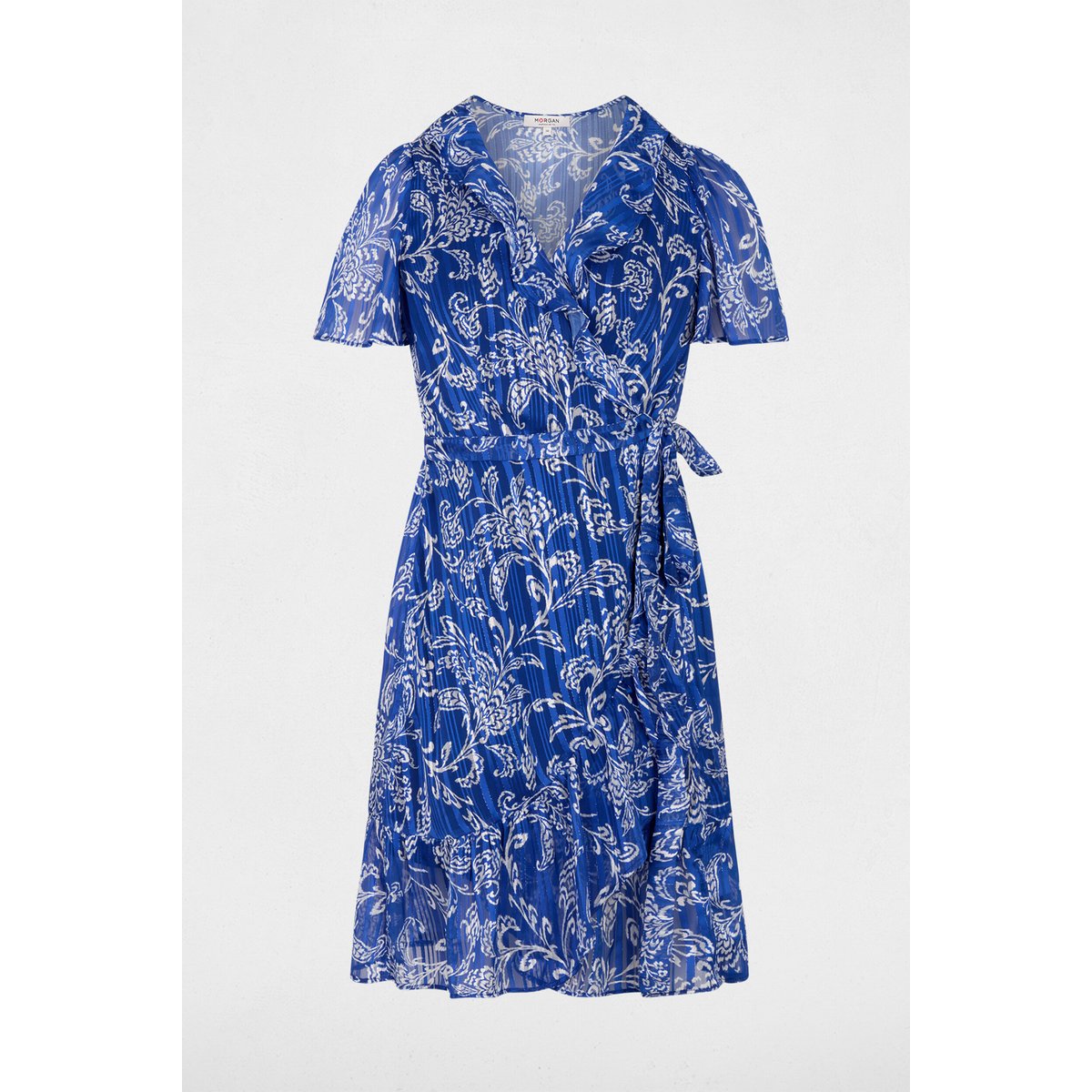 Robe courte col v multicolore, MORGAN